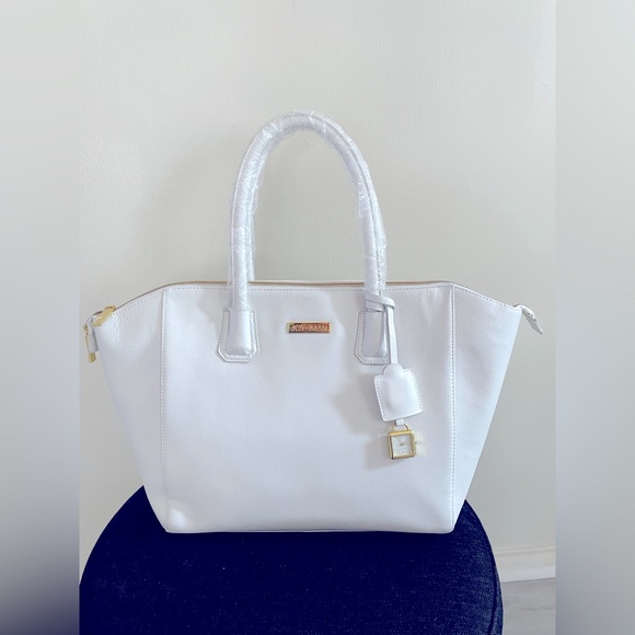 Joy & Iman Best Friend City Satchel Tote Authentic Genuine Pebbled Leather-NWOT - Picture 1 of 6